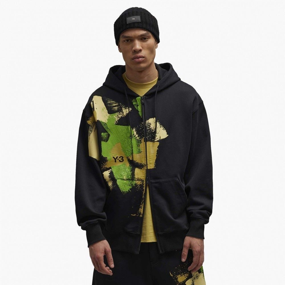 ADIDAS Y-3 GFX FT FZ HOODIE Black IP5580 Mens Size Medium Graphic Full Zip
